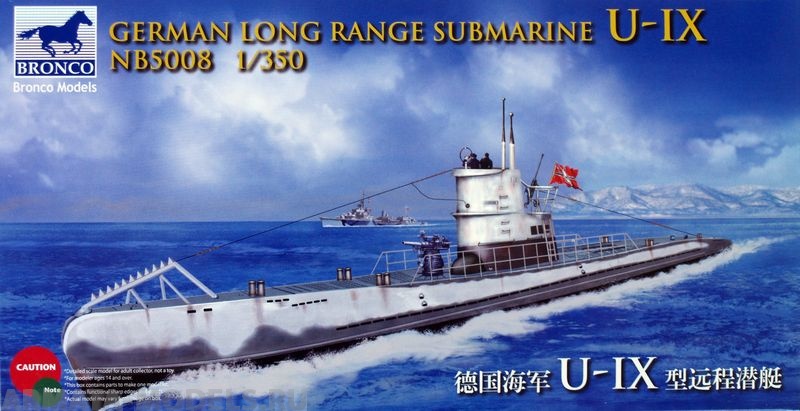 NB-5008 Подводная лодка German long range submarine U-IX  (Bronco Models) 1/350 Bronco Models