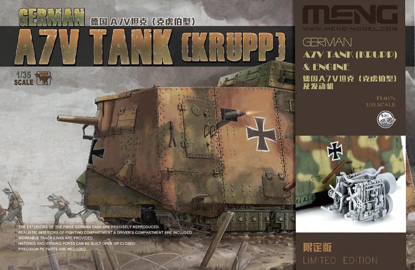 TS-017S Сборная модель German A7V Tank (Krupp) & Engine Meng
