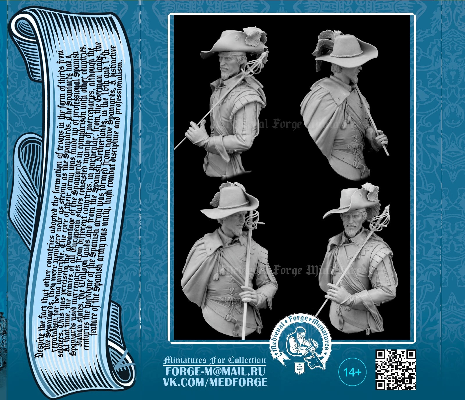 A-036 Фигура Capitan del Tercio Espanol Medieval Forge Miniatures