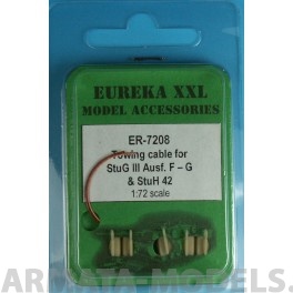 ER-7208 Дополнения для моделей Towing cable for  StuG III  Ausf. F-G & StuH 42, 1/72 scale. This set consists of 2 lengths of copper cable and 4 identical eyelets .