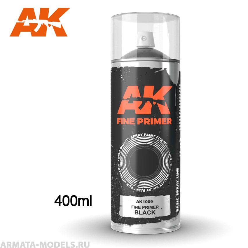 AK1009 Fine Primer Black - Spray 400ml (Includes 2 nozzles)