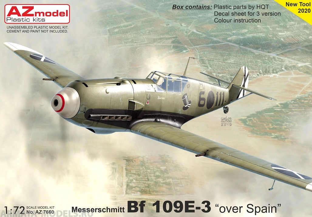 AZ7660 Сборная модель самолета Bf 109E-3 „Over Spain“ AZmodel Plastic kits