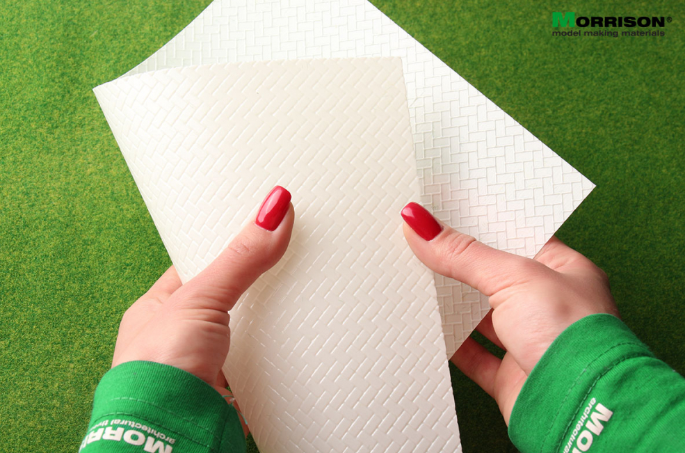 041to020 Объёмная текстура брусчатки ёлочка М1:35. (Лист А4- 19см.х28см.)