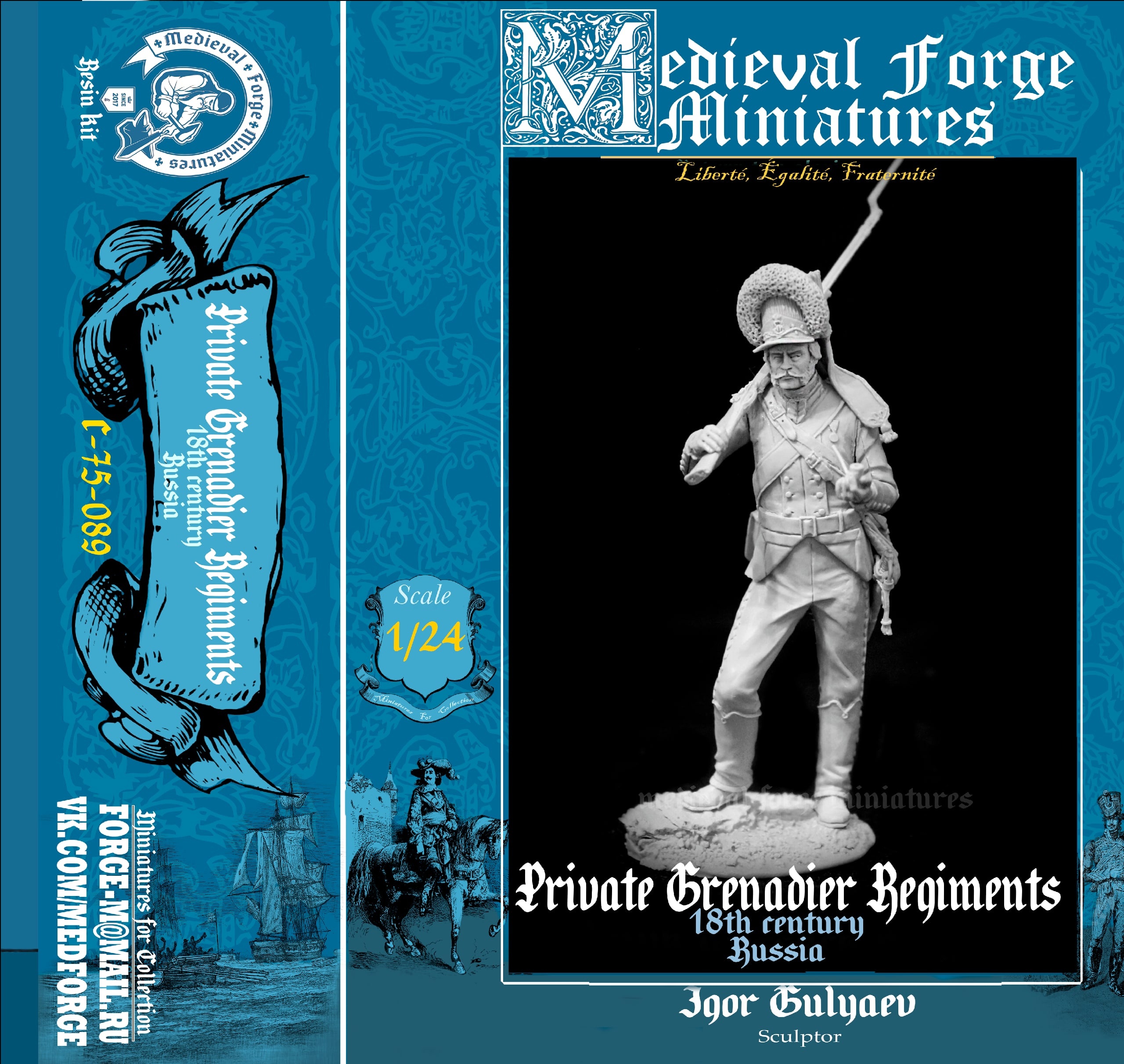C-75-089  Рядовой гренадерских полков 18 век Medieval Forge Miniatures