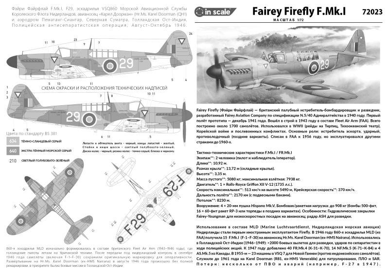 72023 Fairy Firefly F.Mk.I - палубный истребитель - бомбардировщик InScale