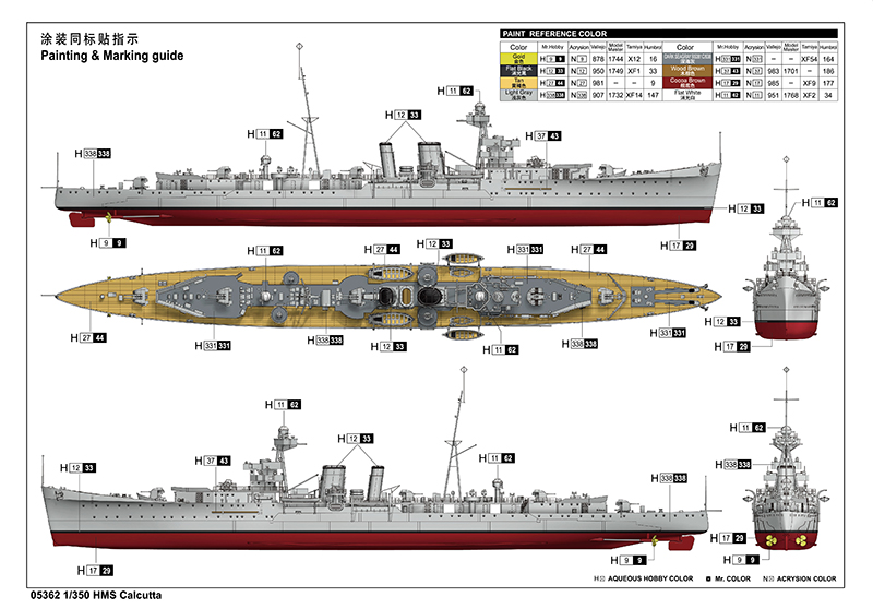 05362P Легкий крейсер королевского флота HMS Calcutta Trumpeter