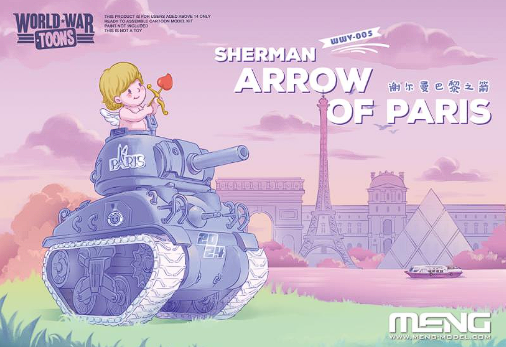WWV-005 Сборная модель Мировая война, мультипликационная серия. Шерман, стрела Париж Meng