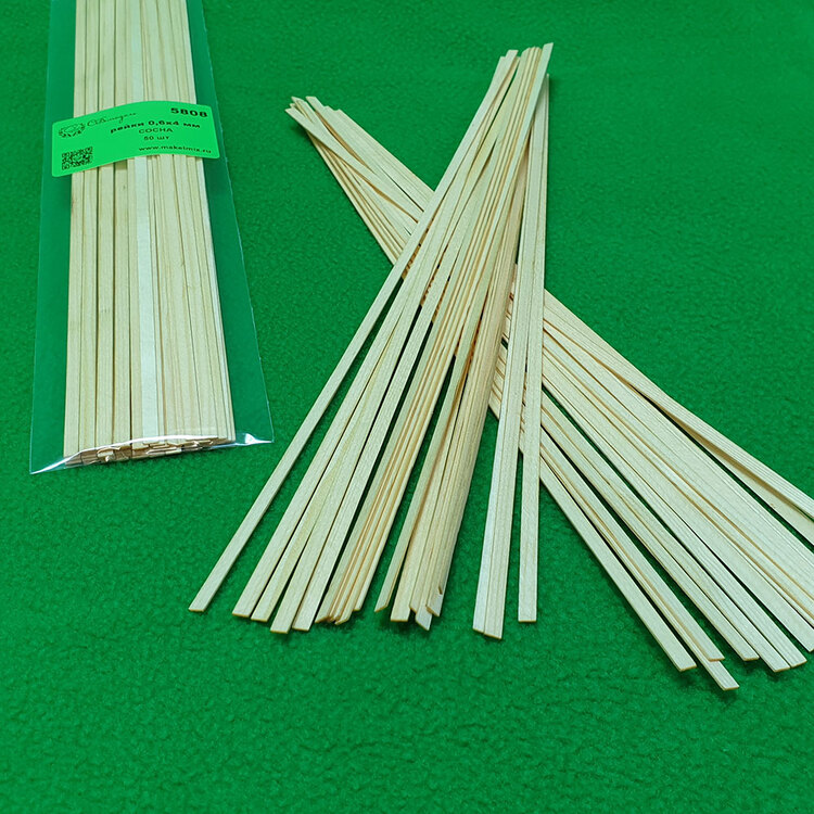 5808 рейки 0,6х4 мм - длина 300 мм - 50 шт - сосна