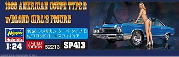 52213 Автомобиль 1966 AMERICAN COUPE TYPE B w/BLOND GIRLS FIGURE  (HASEGAWA) 1/24