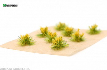 080tcv003 Желтые цветущие кочки для диорам. Набор 8 штук.