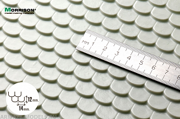 041tbh012 Объёмная текстура черепицы «Бобровый хвост». М1:12 (Лист А3- 28см.х38см.)