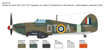 2838ИТ Самолет HURRICANE MK 1 ACES Italeri