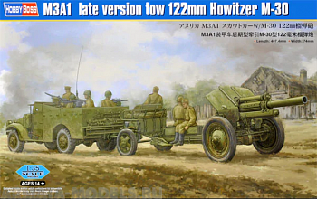 84537 Бронеавтомобиль с пушкой  M3A1  late version tow 122mm Howitzer M-30 (Hobby Boss) 1/35
